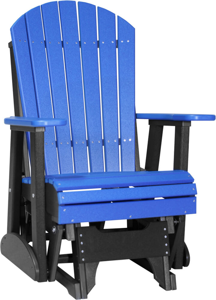 Luxcraft Poly Adirondack  Glider Chair - Blue on Black