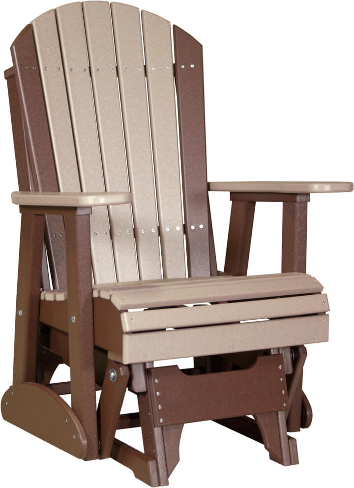 Luxcraft Adirondack  Glider Chair - Weatherwood on Chestnut Brown