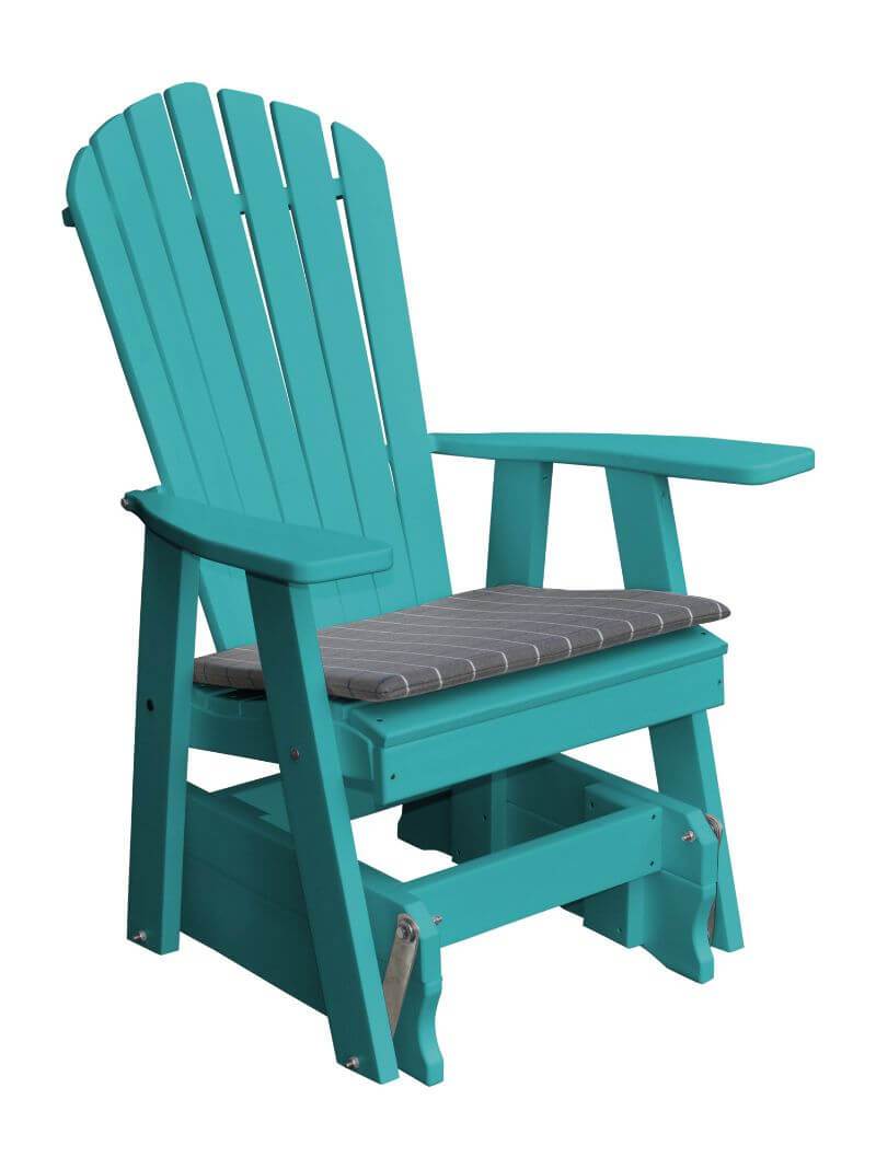 A&L Furniture Recycled Plastic Poly Adirondack Glider Chair (923) - Aruba Blue