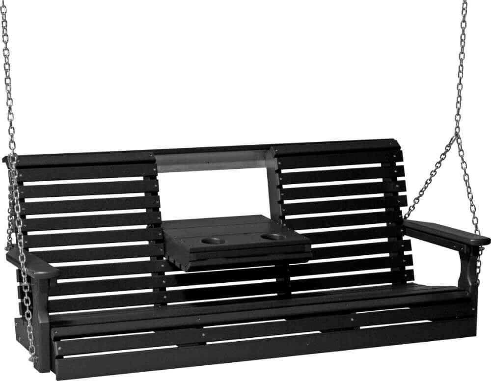 Amish Luxcraft 5ft Rollback Poly Porch Swing with cup holders