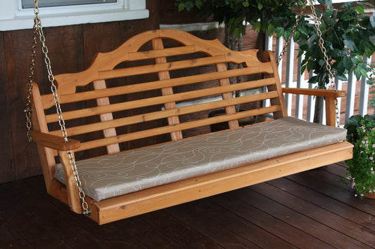 A&L Furniture 5ft Marlboro Cedar Porch Swing - Cedar Stain with cushion 