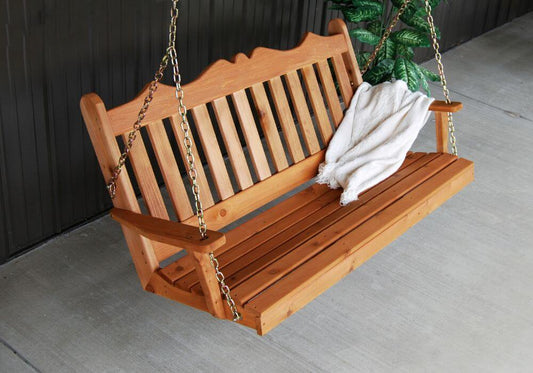 A&L Furniture Royal English Porch Swing - Cedar - Amish Made - 4ft, 5ft, 6ft