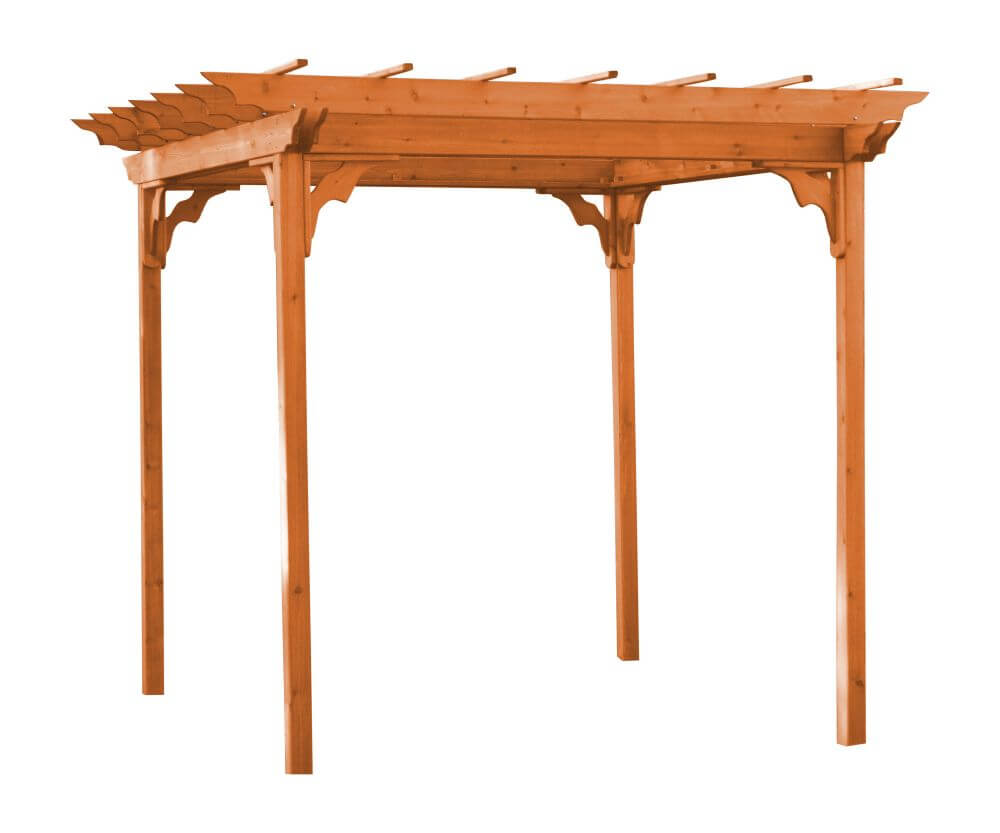 A&L Furniture 8x8 Cedar Pergola Kit Redwood Stain