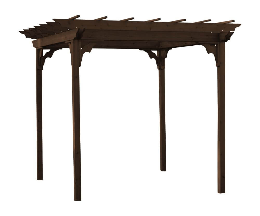 A&L Furniture 8x8 Cedar Pergola Kit Walnut Stain