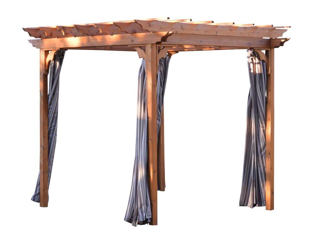 A&L Furniture 8x8 Cedar Pergola Kit with shade curtains