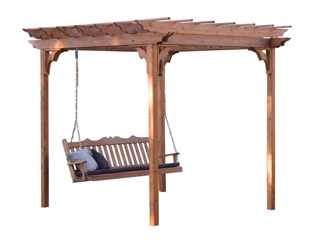 8' x10' Cedar Pergola Swing Bed Stand with Swing Hangers - Amish Made