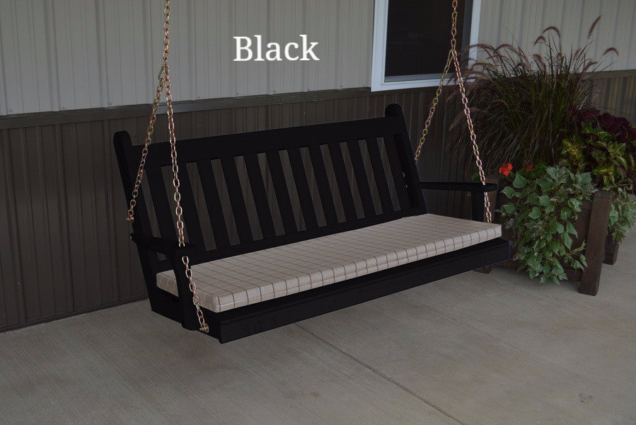 Amish A&L Traditional English Farmhouse Porch Swing - Pine - 4ft, 5ft, 6ft