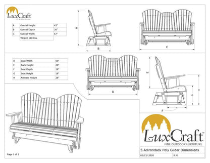 Amish Luxcraft 5ft Adirondack Poly Glider