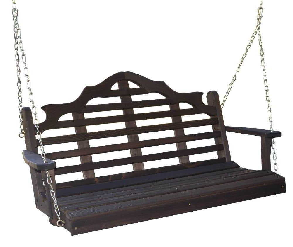 Amish A&L Marlboro Cedar Porch Swing - Walnut Stain