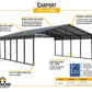 ARROW Steel Carport 20x20 Kit - Charcoal - CPHC202007