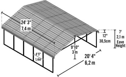 Arrow Carport Dimensions 20x24 Charcoal CPHC202407 