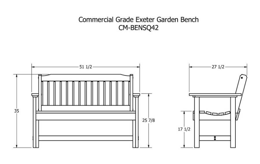 Sequoia Professional 4ft Poly Garden Park Bench - Exeter - Commercial Grade