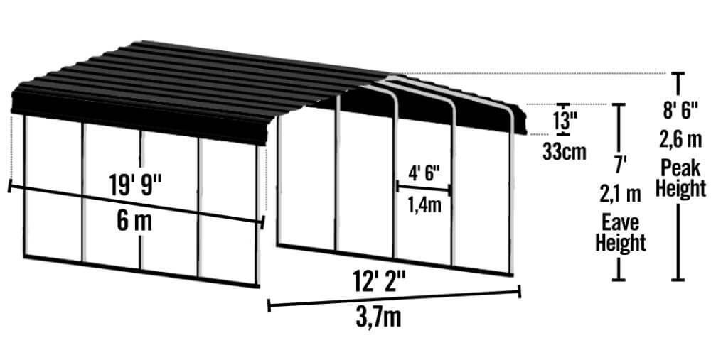 ARROW Metal Carport 12x20 Kit (CPHC122009)