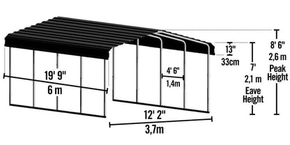 ARROW Metal Carport 12x20 Kit (CPHC122009)