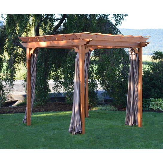 A&L Furniture 8x8 Cedar Pergola Kit with shade curtains