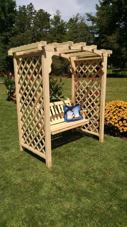 A&L Furniture 6' Jamesport Arbor and Swing Kit - Pressure Treated Pine - Amish Made