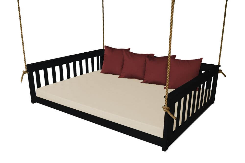 A&L Furniture Mission Style Hanging Day Bed with Ropes - Twin & Full Size - Pine