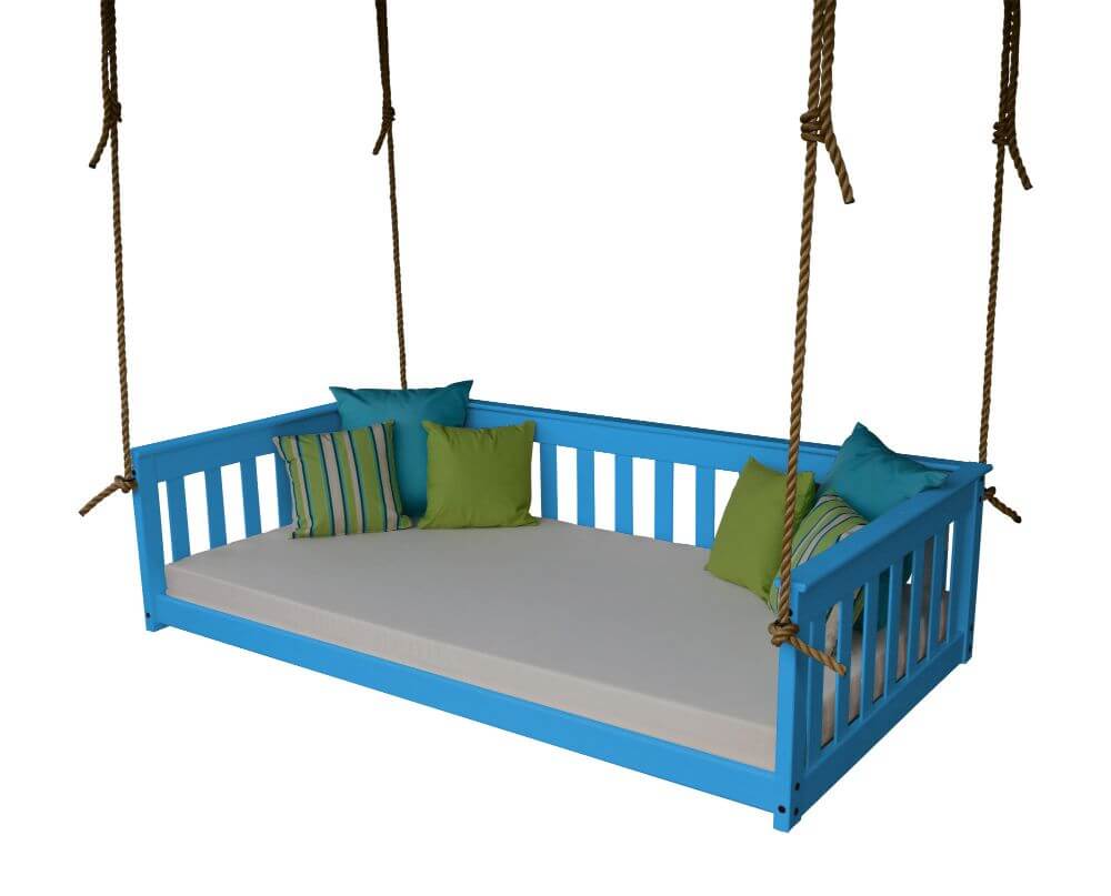 A&L Furniture Mission Style Hanging Day Bed with Ropes - Twin & Full Size - Pine