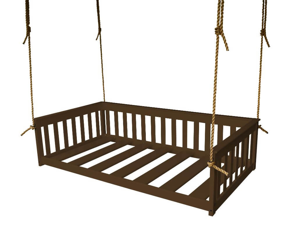 A&L Furniture Mission Style Hanging Day Bed with Ropes - Twin & Full Size - Pine