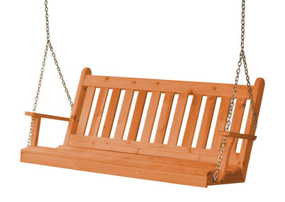 Amish A&L Furniture Traditional English Porch Swing - Cedar Wood - 4ft, 5ft, 6ft