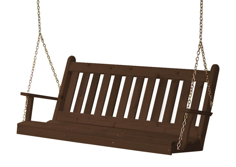 Amish A&L Furniture Traditional English Porch Swing - Cedar Wood - 4ft, 5ft, 6ft