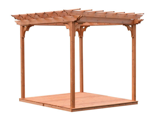 8' x 8' Wood Pergola Cedar with Deck and Swing Hangers