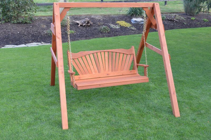 A&L Furniture 4x4 6ft A-Frame Cedar Swing Stand (Hangers Included)