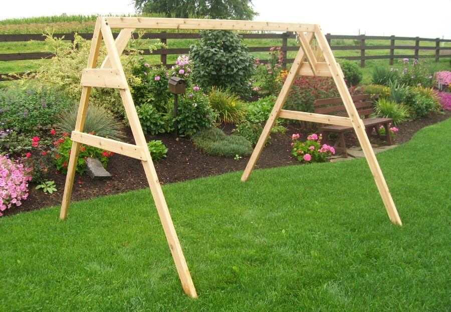 A&L Furniture 2x4 6ft A-Frame Cedar Swing Stand (Hangers Included)