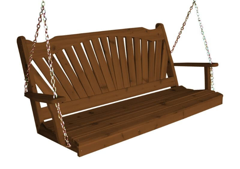A&L Furniture - Fanback Wooden Porch Swing - Red Cedar - 4ft, 5ft, 6ft