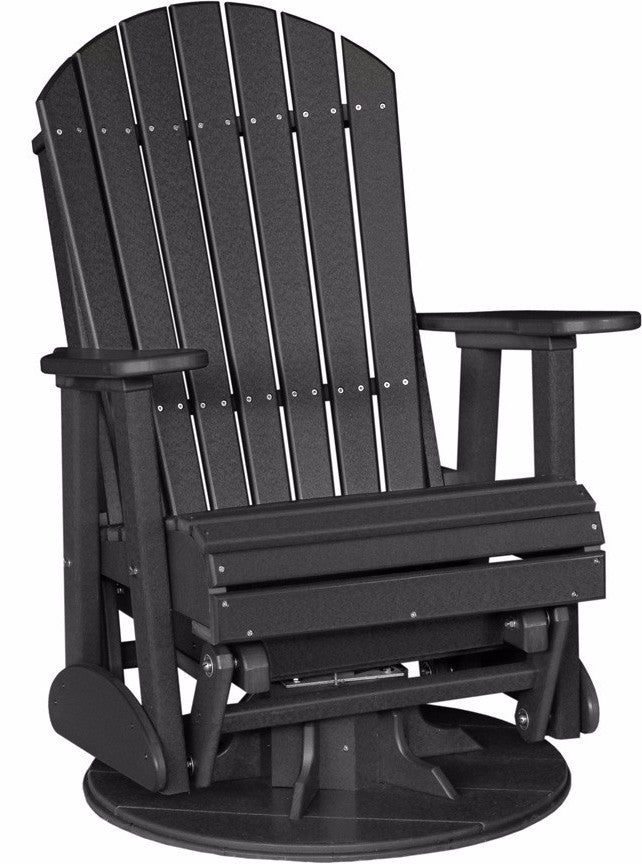 Amish Luxcraft Poly Adirondack Outdoor Swivel Glider Chair FREE   Luxcraft 2  Adirondack Swivel Glider Blk COMP 