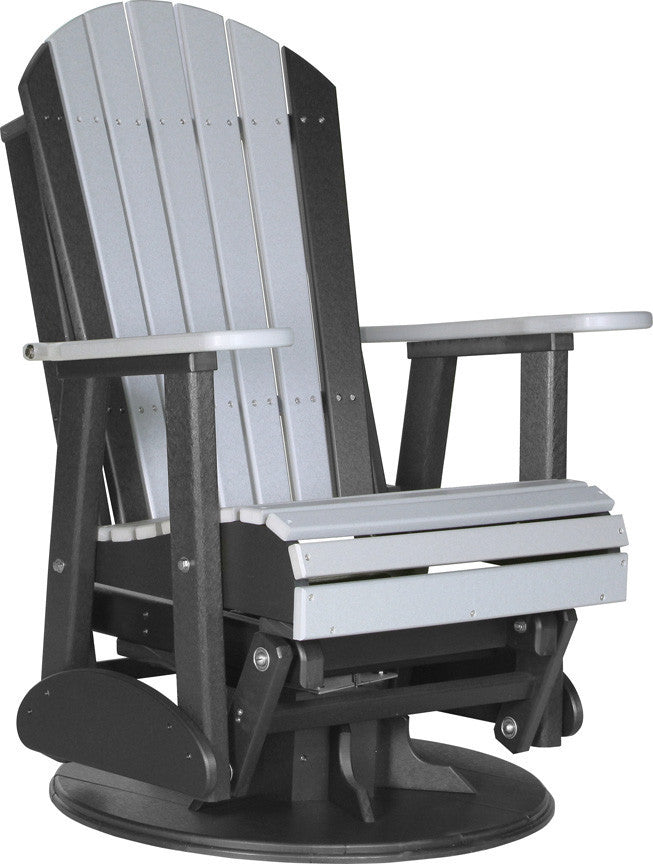 Luxcraft Adirondack Swivel Glider Chair - Dove Gray on Black