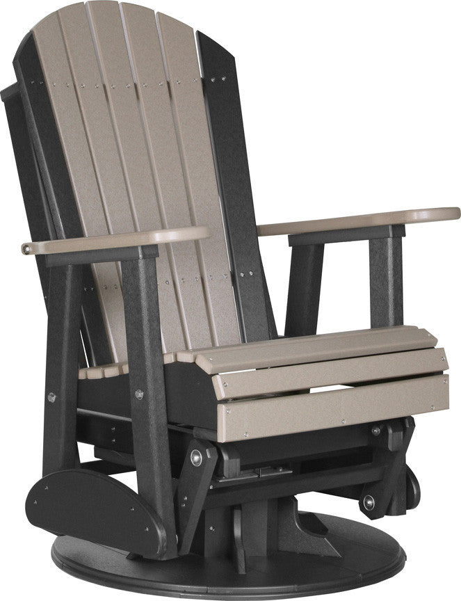 Luxcraft Adirondack Swivel Glider Chair - Weatherwood on Black