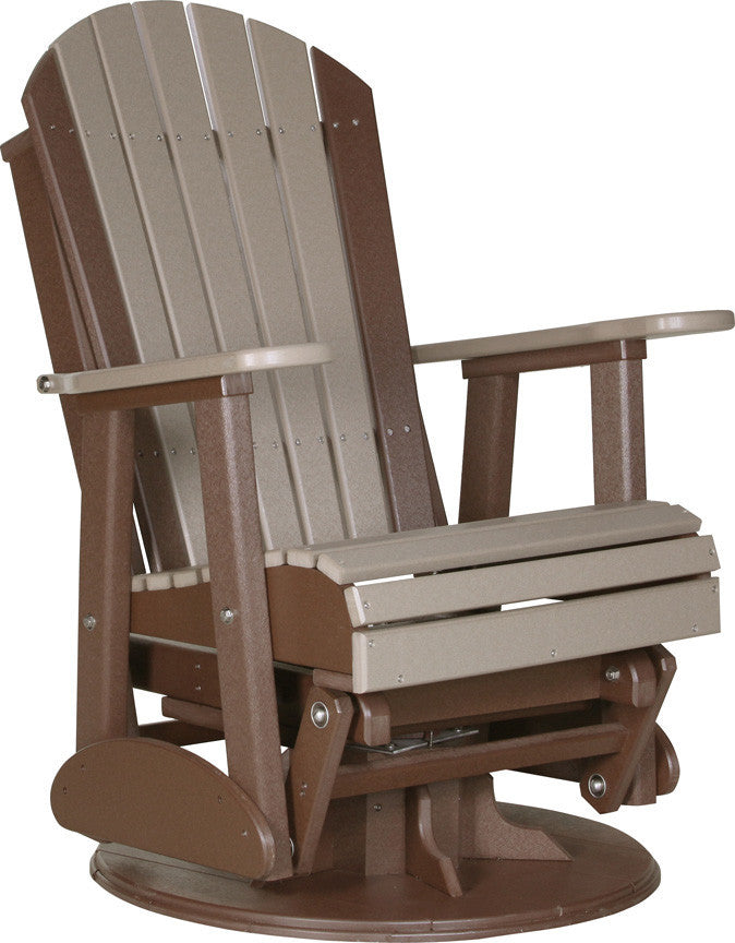 Luxcraft Outdoor Swivel Glider Chair - Weatherwood on Chestnut Brown
