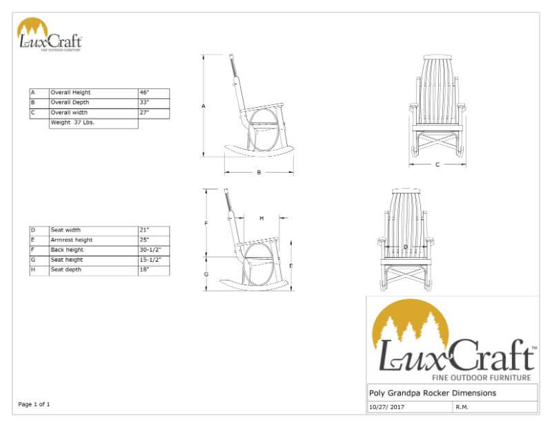 Luxcraft Grandpa's Poly Porch Rocker