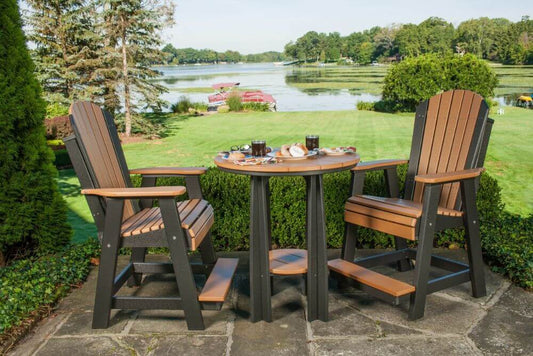 Luxcraft Poly Adirondack Balcony Chair and Table Set Counter Height - Cedar on Black